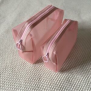 Light Pink Mesh Cosmetic Bag / Pouch Set